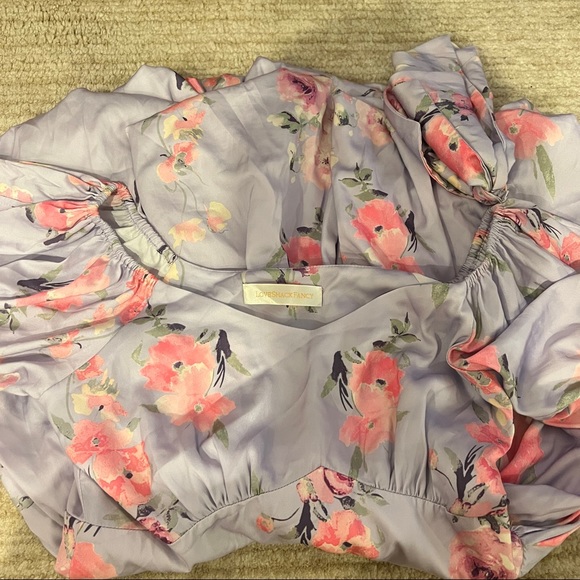 Loveshackfancy Hansel Floral Puff Tie Sleeve Minidress In Hibiscus - Picture 3 of 5